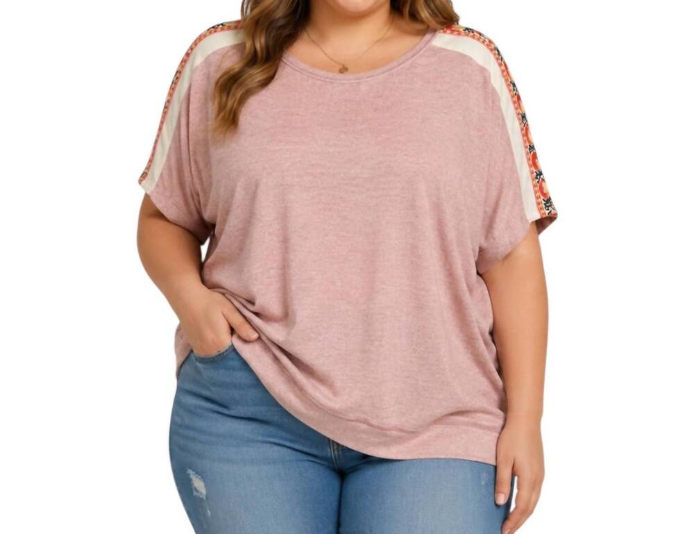 NEW HEYSON slub knit dolman top - plus in heather pink